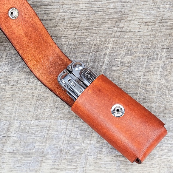 Leather Sheath Case Holster For Leatherman Free P2 P4 ARC Multitool SUNSET TAN - Picture 6 of 13